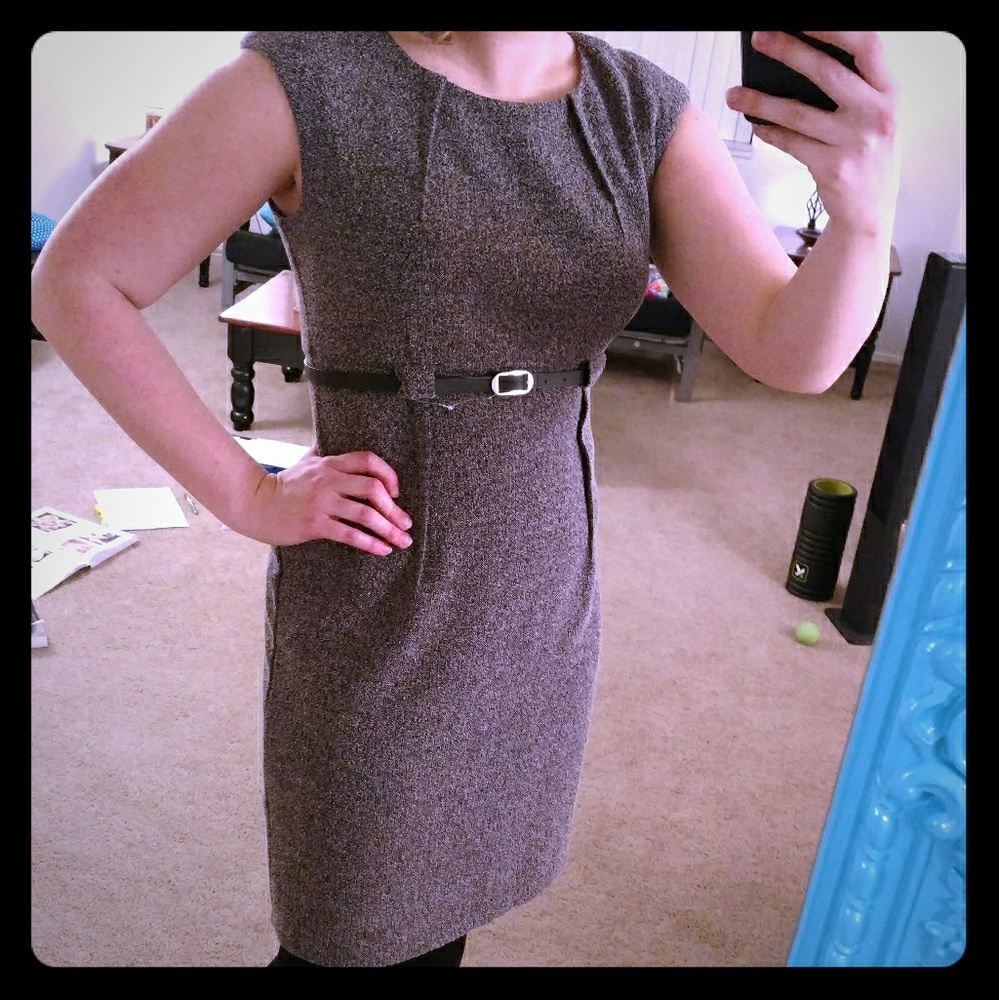 Gray professional/business dress with belt NWT